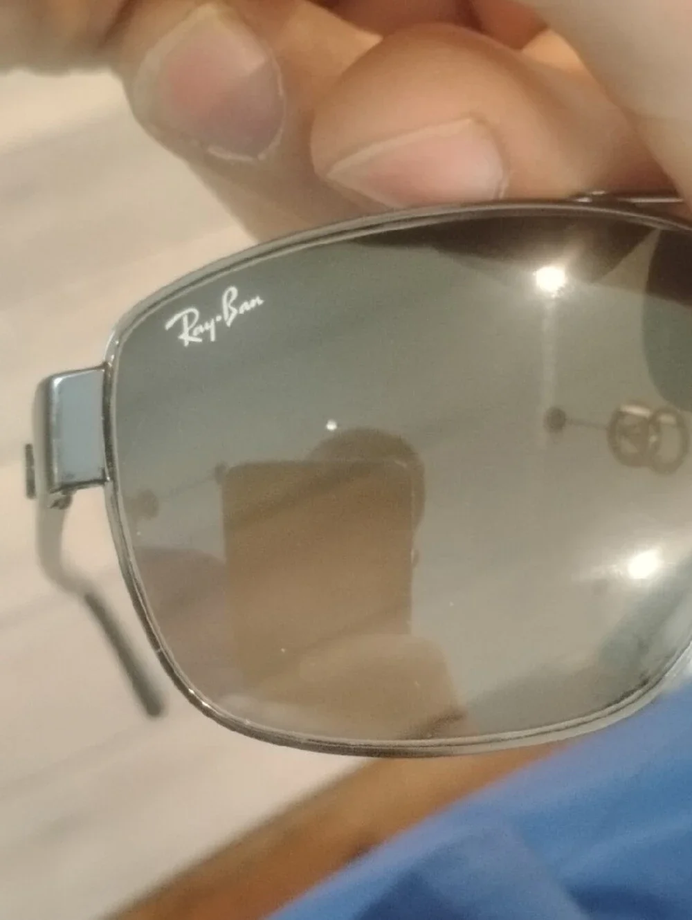 Ray-Ban Black Metal Rectangular Sunglasses with Case